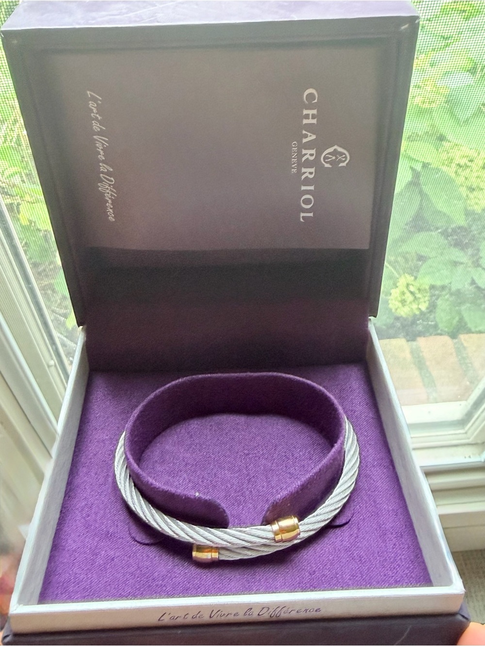 Charriol Silver Cable Bracelet with Gold End Caps